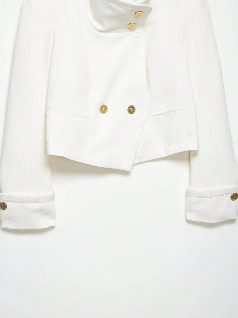 White Casual Women's Minimalist Versatile Patchwork Short Jacket - Picture 11 of 11